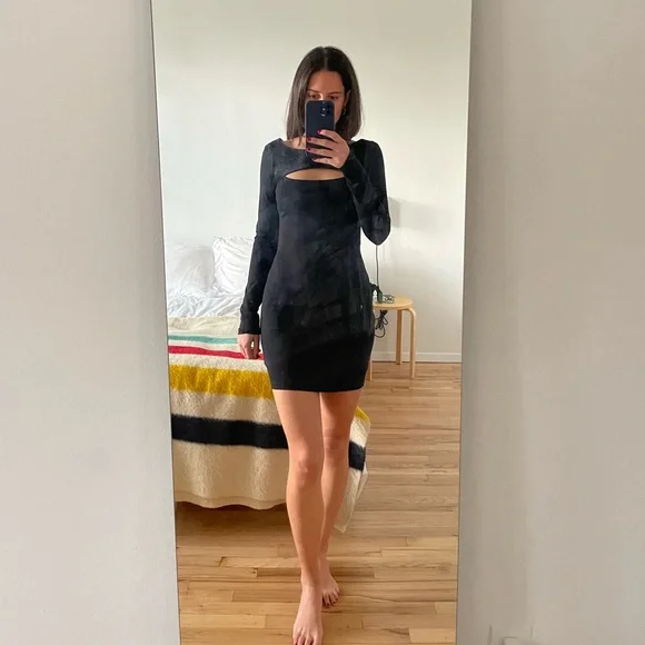 Elizabeth and James | Dresses | Black Elizabeth And James Bodycon Dress  With Fur | Poshmark